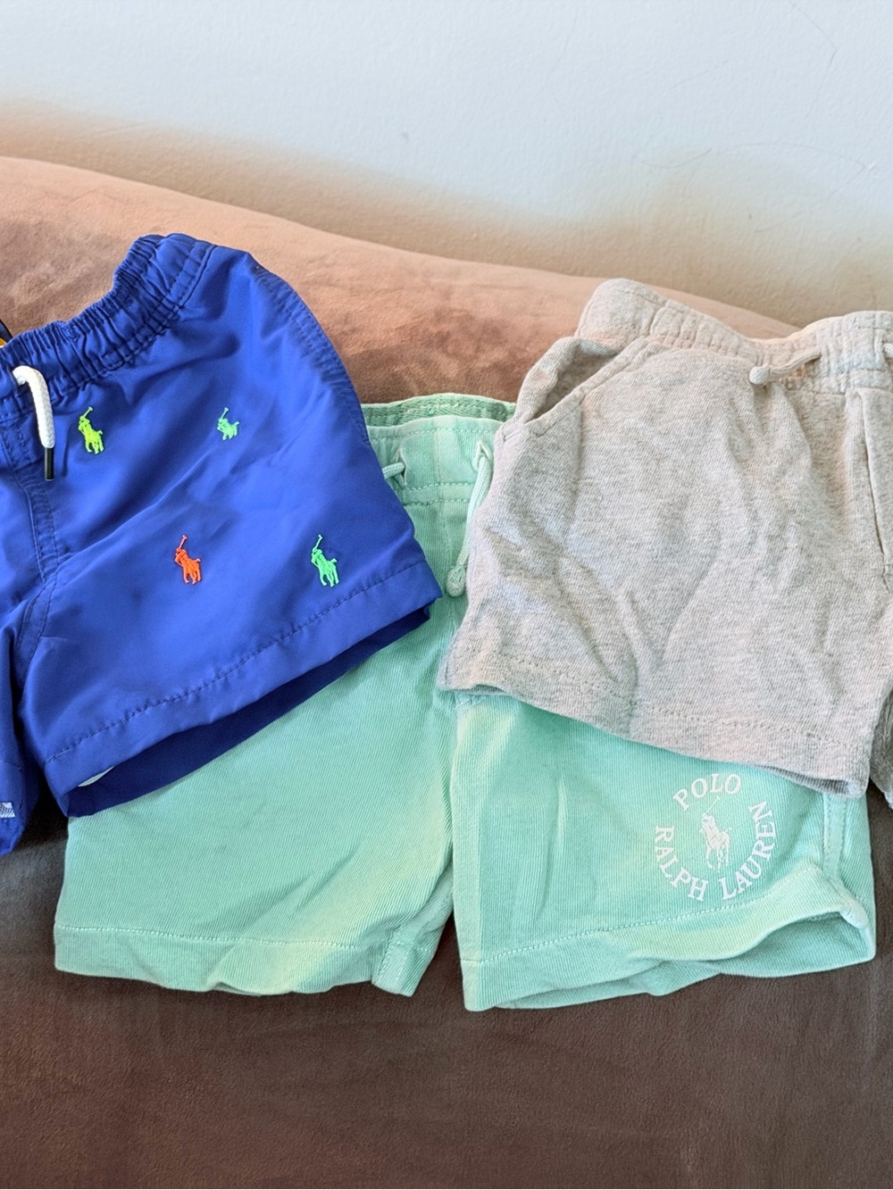 Polo by Ralph Lauren Kids Royal Blue Swim Shorts with Neon Pony Embroidery